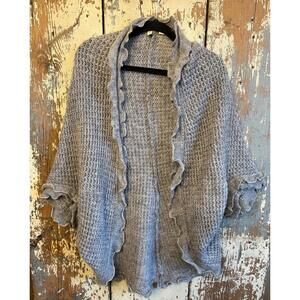 Anthropologie Moth Rocia ruffled gray cardigan wool blend size Medium